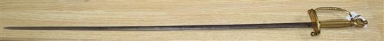 An ormolu handled court sword length 96cm
